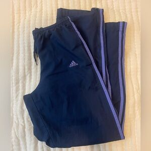 womens purple and blue adidas track pants
